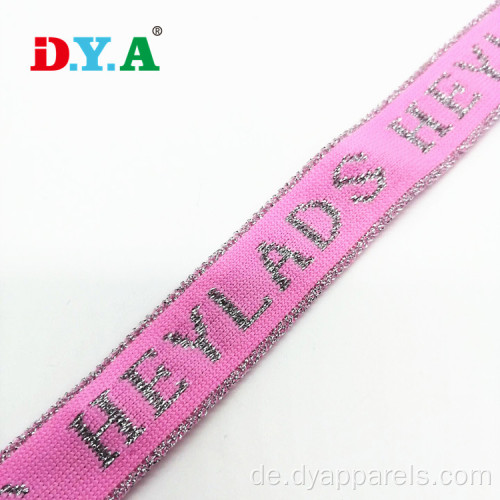 Customized Logo Metallic Jacquard Strick Polyester -Gurtband